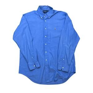 Ralph Lauren Yarmouth 100% cotton pinpoint Oxford 16-35 made in blue button up